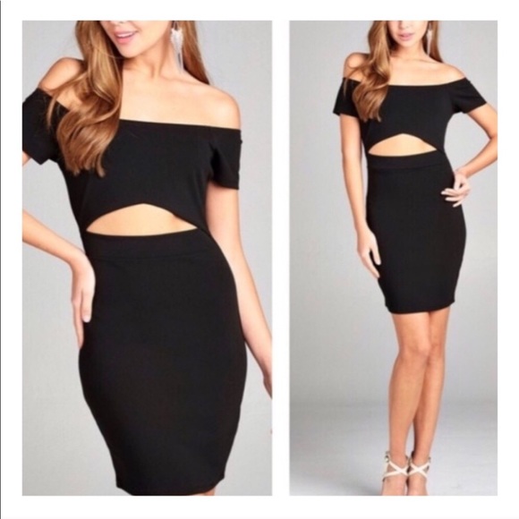 Black Bodycon Cutout Off Shoulder Mini Dress - Picture 6 of 7